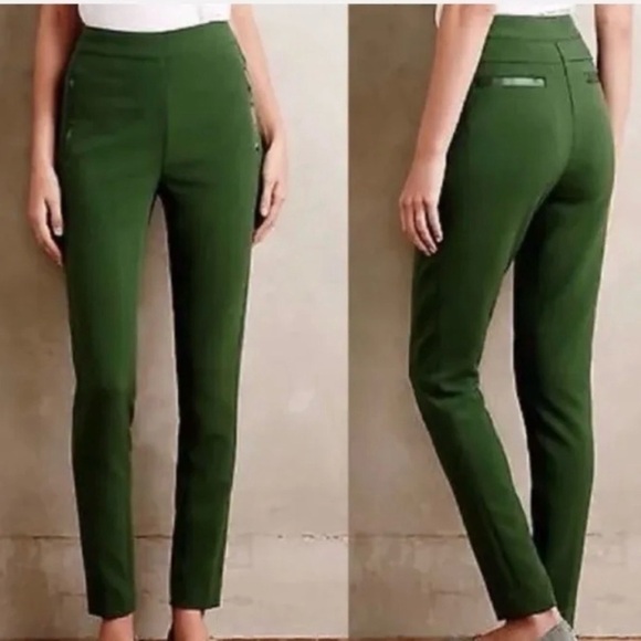 Anthropologie Cartonnaire Charlie Green Tapered Side Zipper Ski-Lodge Pants 10 - Picture 1 of 14